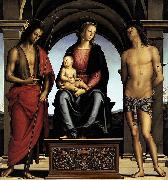 Pietro Perugino The Madonna between St John the Baptist and St Sebastian Spain oil painting artist